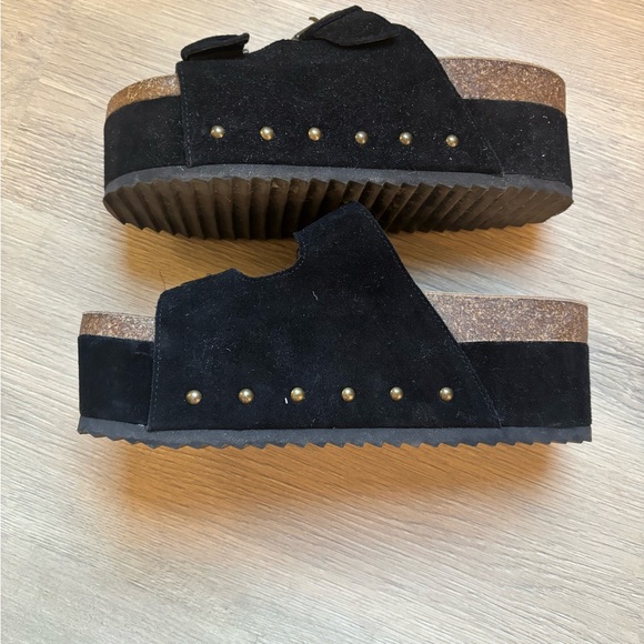 Steve Madden Black Platform Slip-On Shoes with Studded Strap - Picture 5 of 7